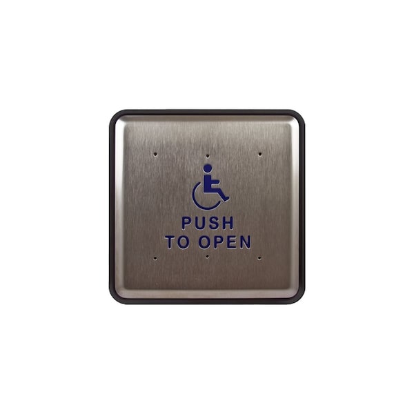 Norton Door Controls 6" Square Hard Wired Door Switch with ADA Symbol and Blue and White Letters Stainless Steel 505 - main